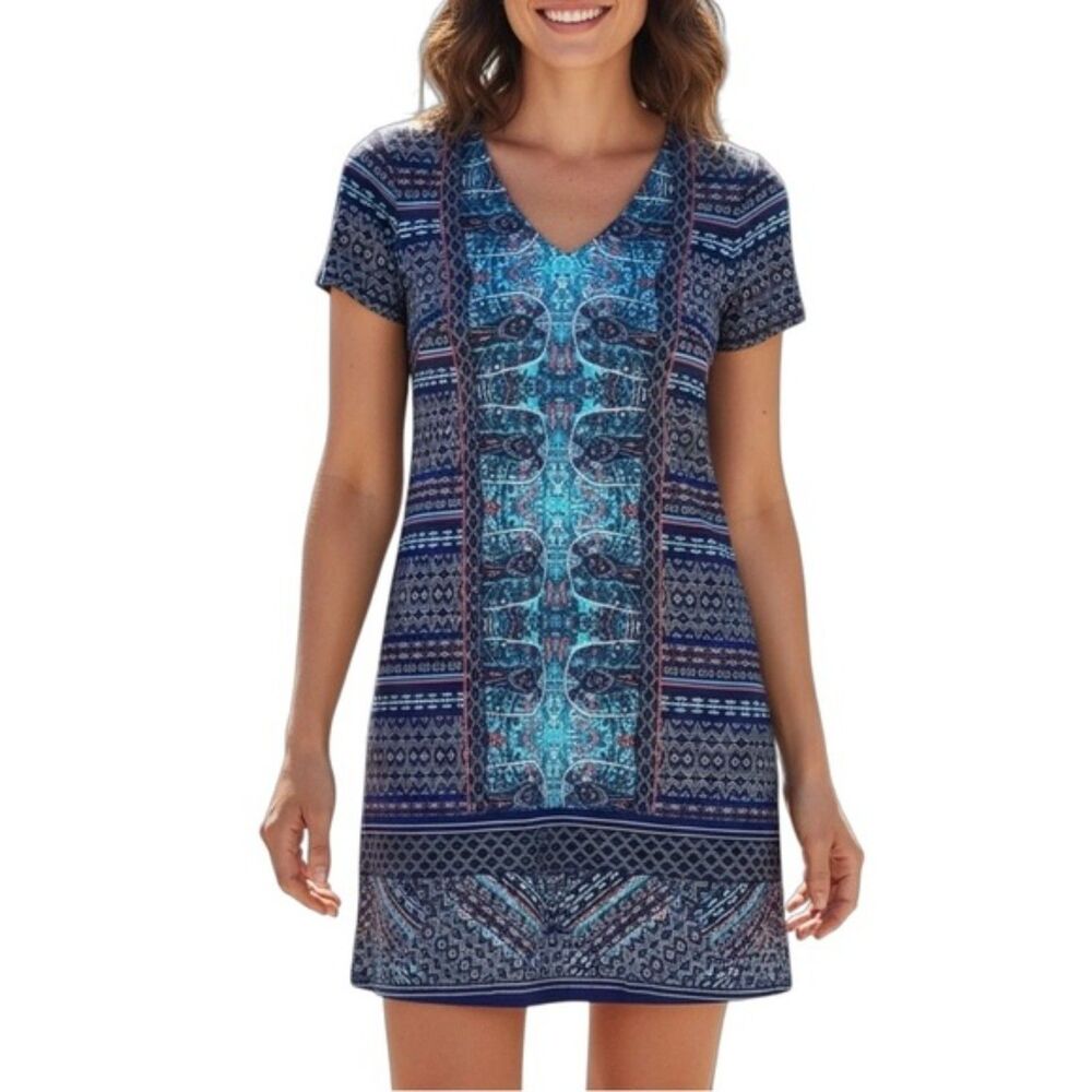 Wisp Petite Women’s Shift Dress Geometric Patterns | Size 6P